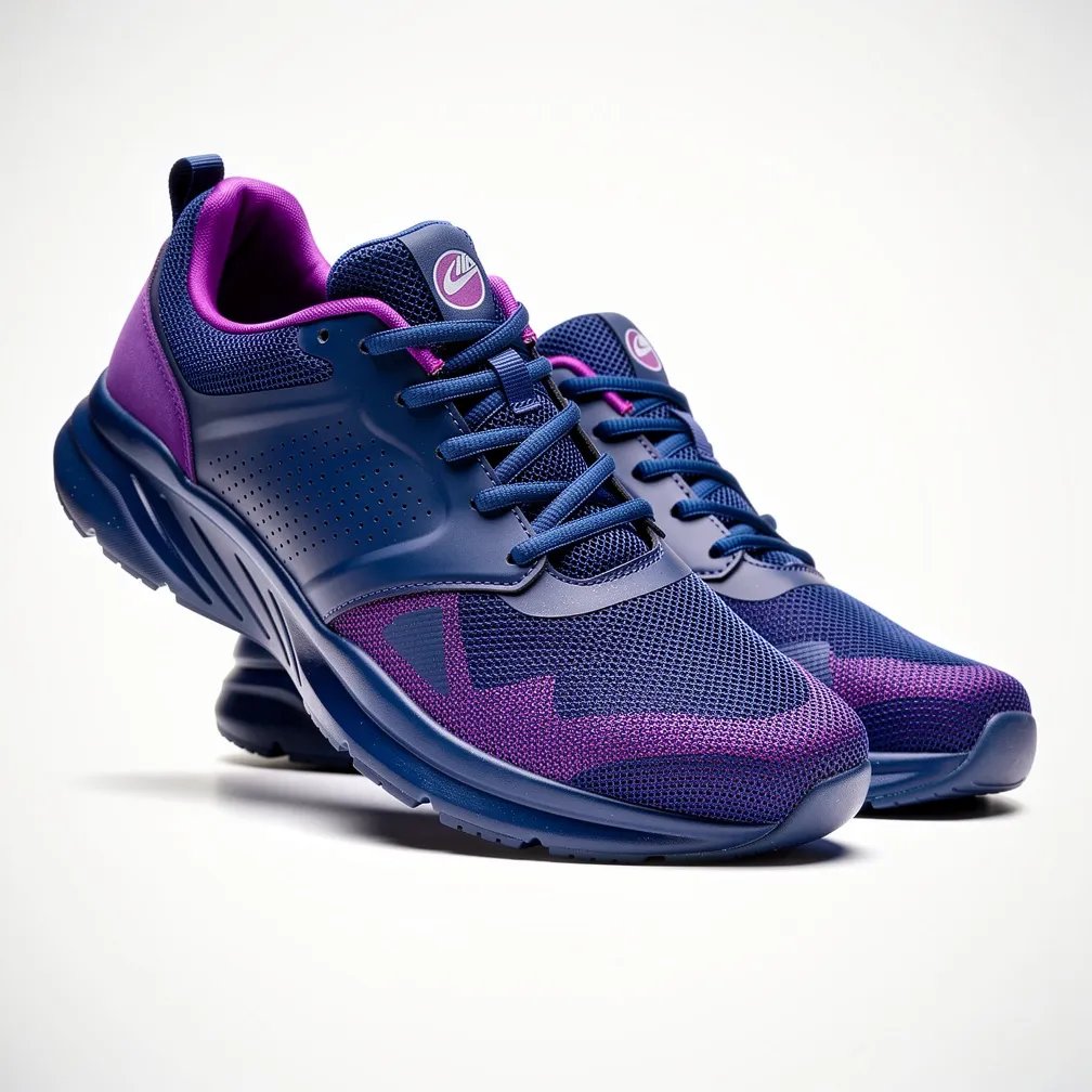 Tênis moderno azul e roxo, vista 7