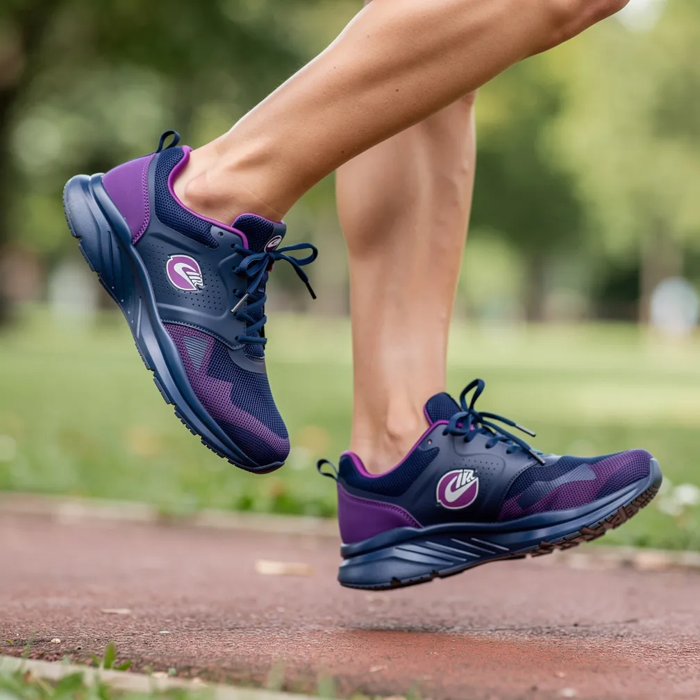 Tênis moderno azul e roxo, vista 8
