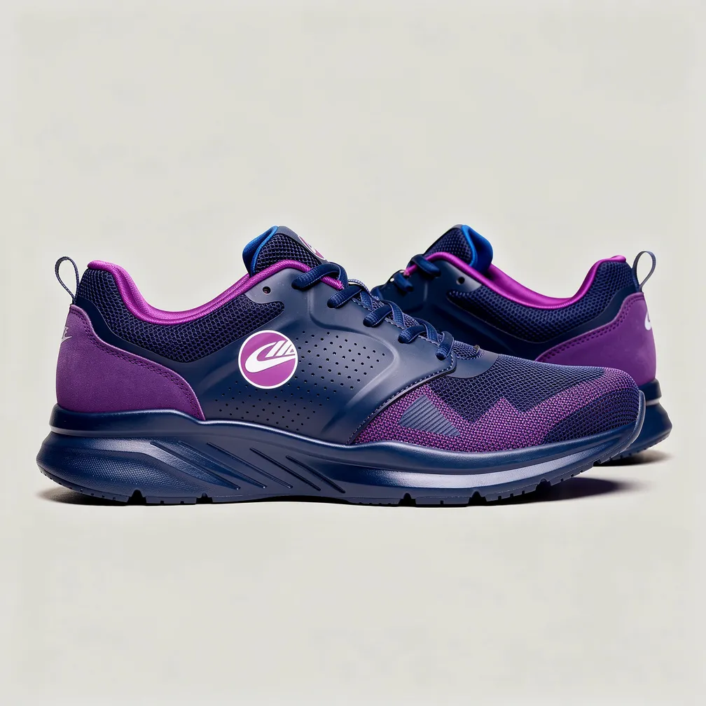 Tênis moderno azul e roxo, vista 5