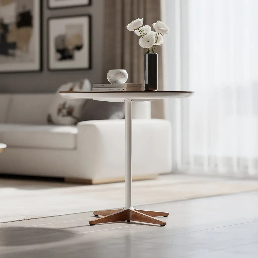 Mesa lateral moderna com design escultural, vista 6