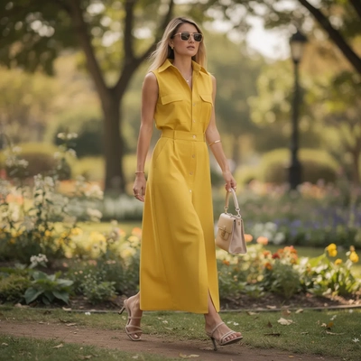 Spring and Summer Women's Sleeveless Loose Shirt Dress — Outdoor Lifestyle Scene, Marketplace Clean style product photography