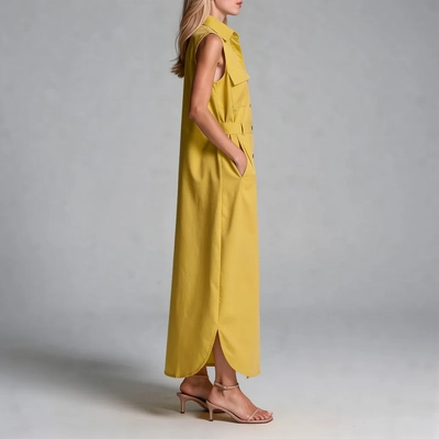 Spring and Summer Women's Sleeveless Loose Shirt Dress — Side Profile View, Marketplace Clean style product photography