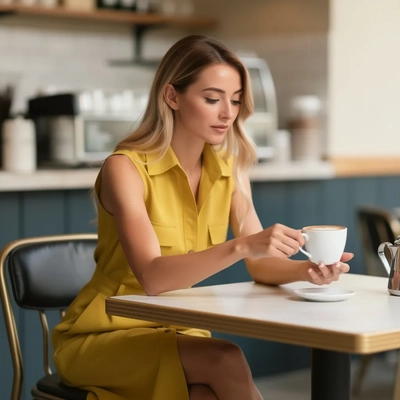 Spring and Summer Women's Sleeveless Loose Shirt Dress — In-Use Action Shot, Marketplace Clean style product photography