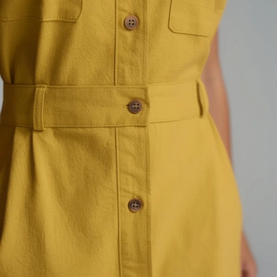 Spring and Summer Women's Sleeveless Loose Shirt Dress — Extreme Close-Up Detail Shot, Marketplace Clean style product photography
