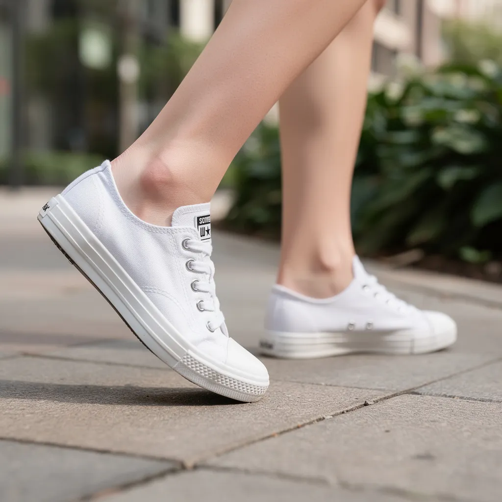Tênis feminino de lona branco de cano baixo, vista 6