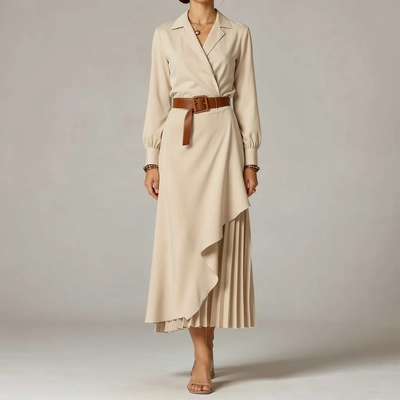 Luxury Editorial Scenes for Irregular Pleated Dress