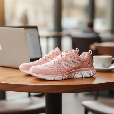 Women's Pink Training Shoes — Daily Use Context Scene, Premium Lifestyle style product photography