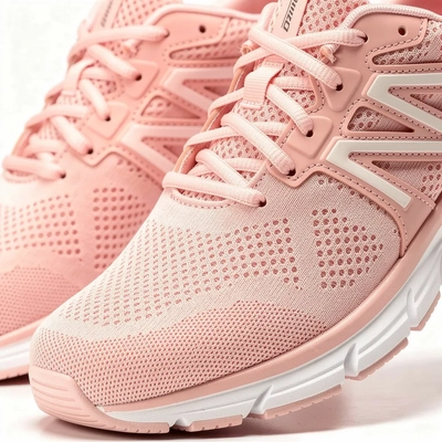 Women's Pink Training Shoes — Extreme Close-Up of Texture, Premium Lifestyle style product photography