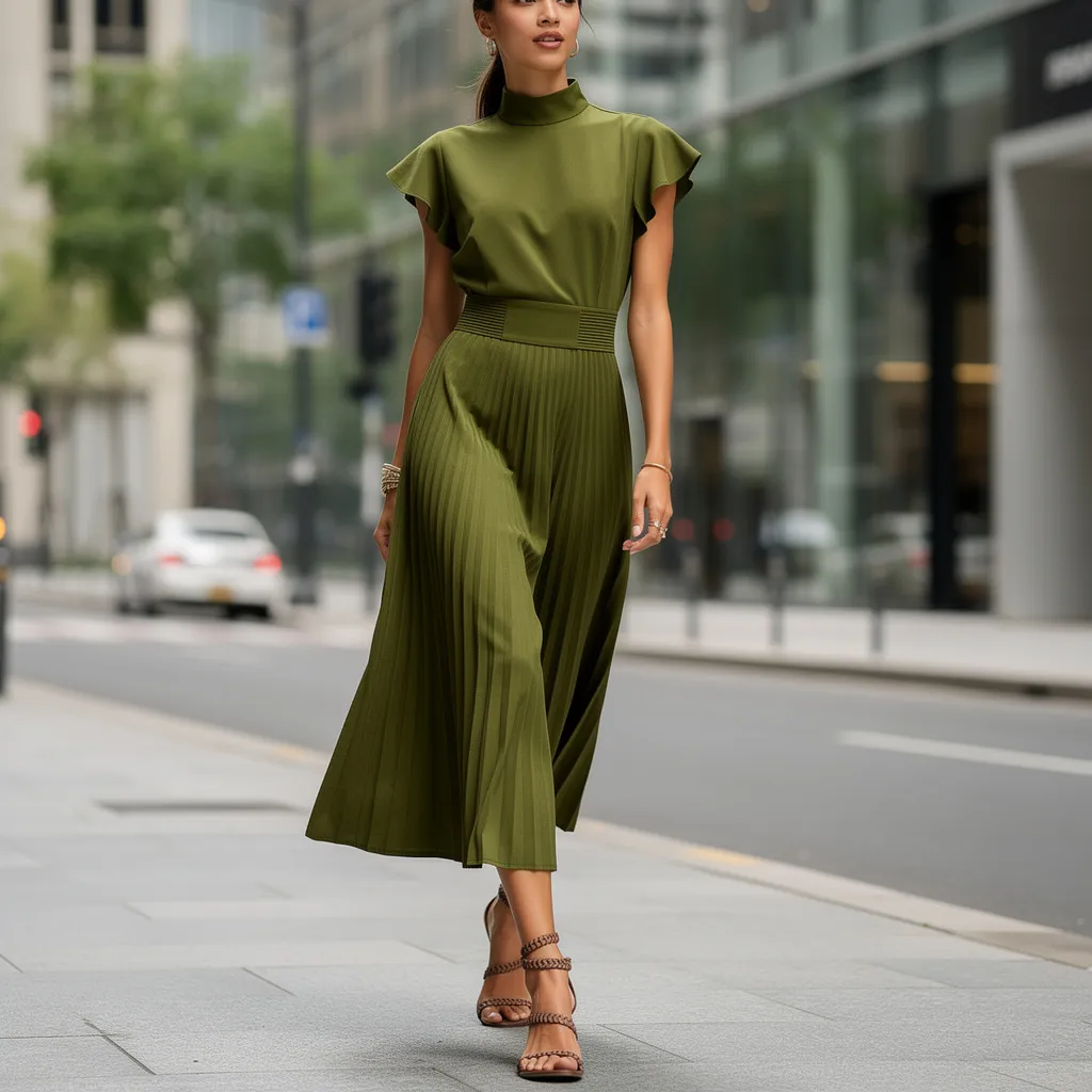 Vestido elegante com gola alta, vista 6