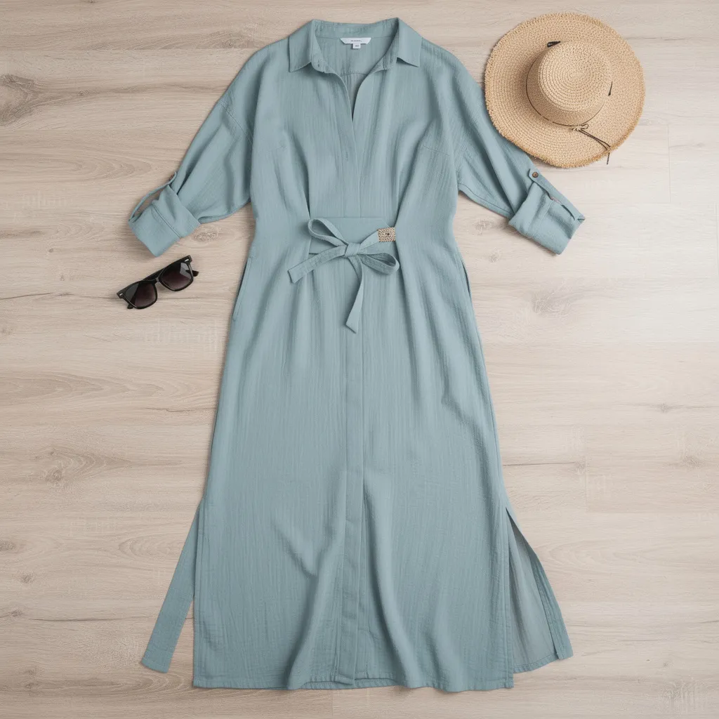 Vestido longo elegante de cor lisa com amarração na cintura, vista 4